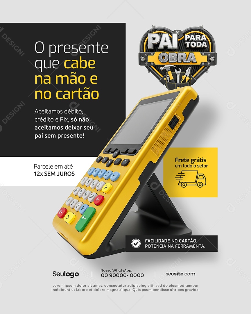 Pai Para Toda Obra O Presente Que Cabe Na Mão e No Cartão Social Media PSD Editável