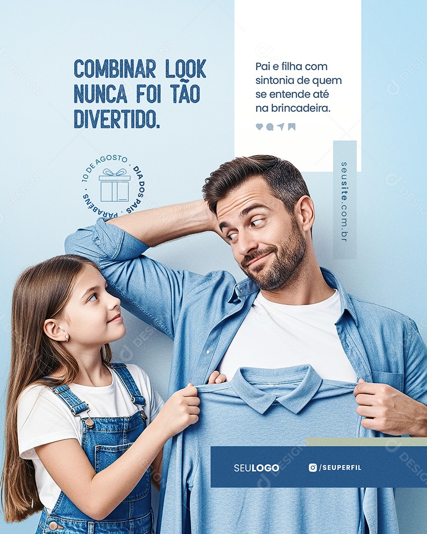 Dia dos Pais Combinar Look Nunca Foi Tão Divertido Social Media PSD Editável