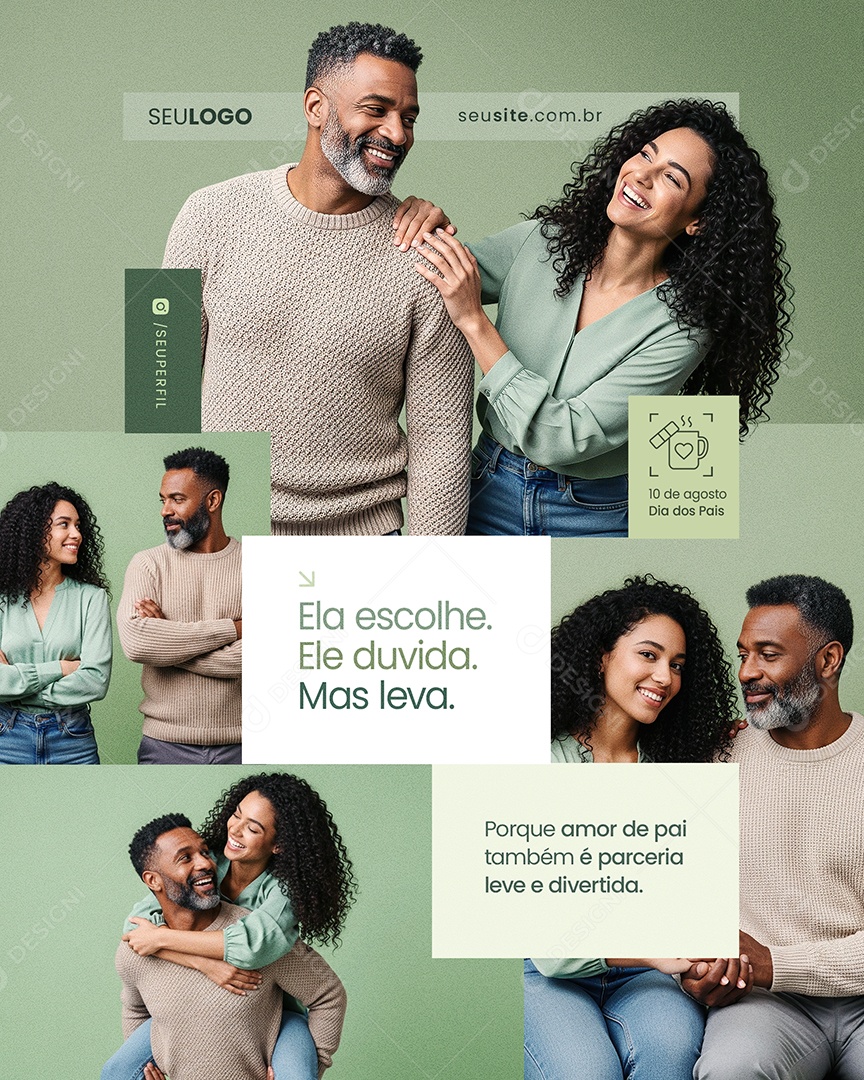 Dia dos Pais Ela Escolhe Ele Duvida Mas Leva Social Media PSD Editável