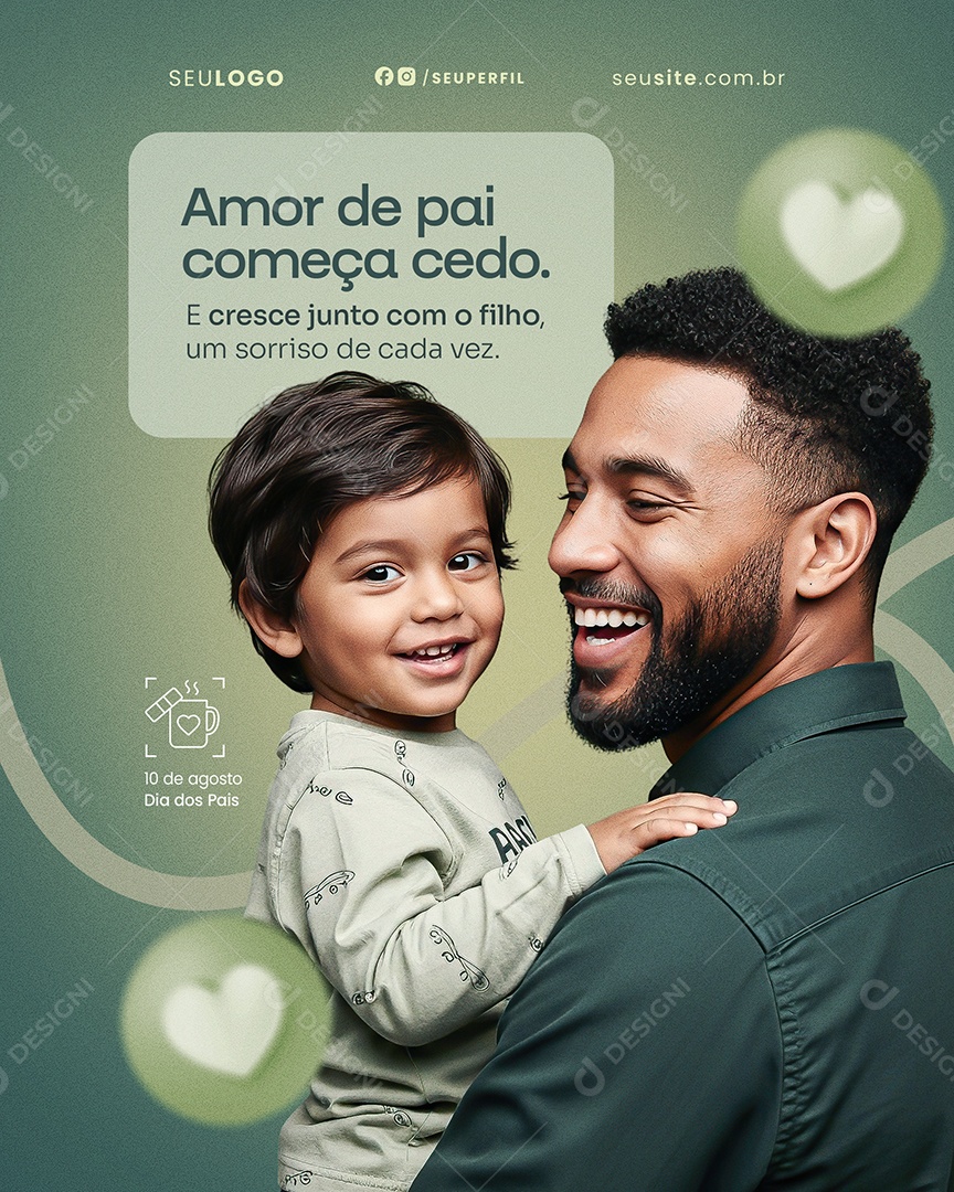 Dia dos Pais Amo De Pai Começa Cedo Social Media PSD Editável