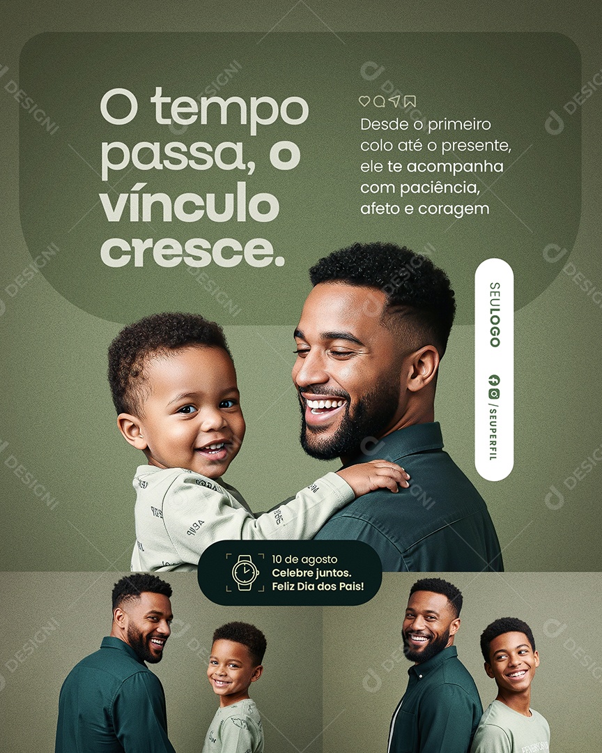 Dia dos Pais O Tempo O Vínculo Cresce Social Media PSD Editável
