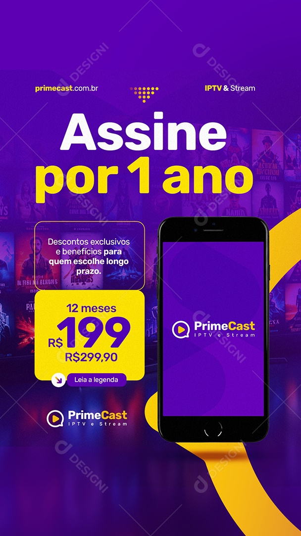 Story IPTV Assine por Um Ano Social Media PSD Editável