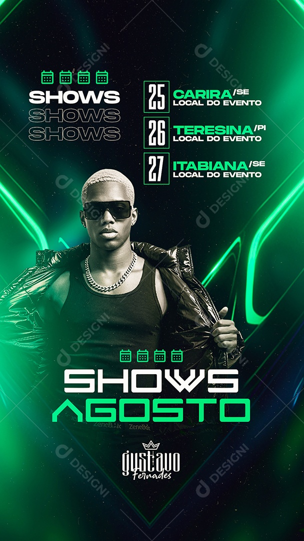 Story Flyer Shows Agosto Gustavo Fernades Social Media PSD Editável