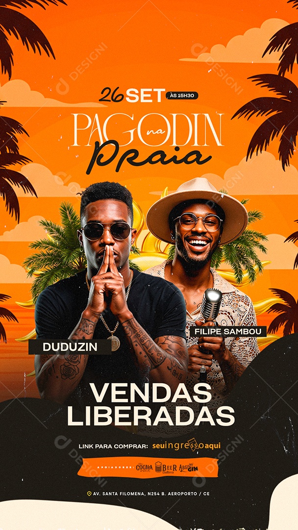 Story Flyer Pagodin na Praia Social Media PSD Editável
