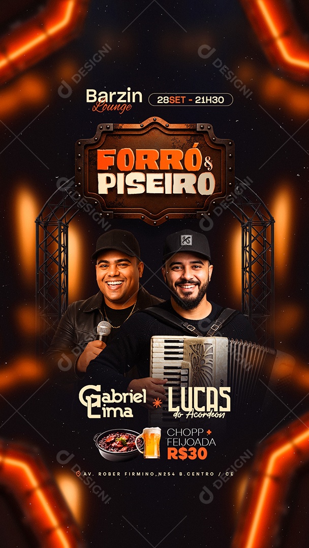 Story Flyer Forró e Piseiro Gabriel Lima Lucas do Acordeon Social Media PSD Editável