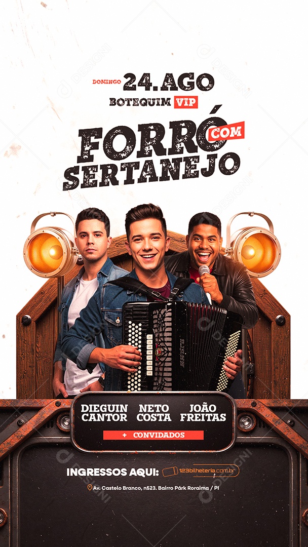 Story Flyer Botequim Vip Forró com Sertanejo Social Media PSD Editável