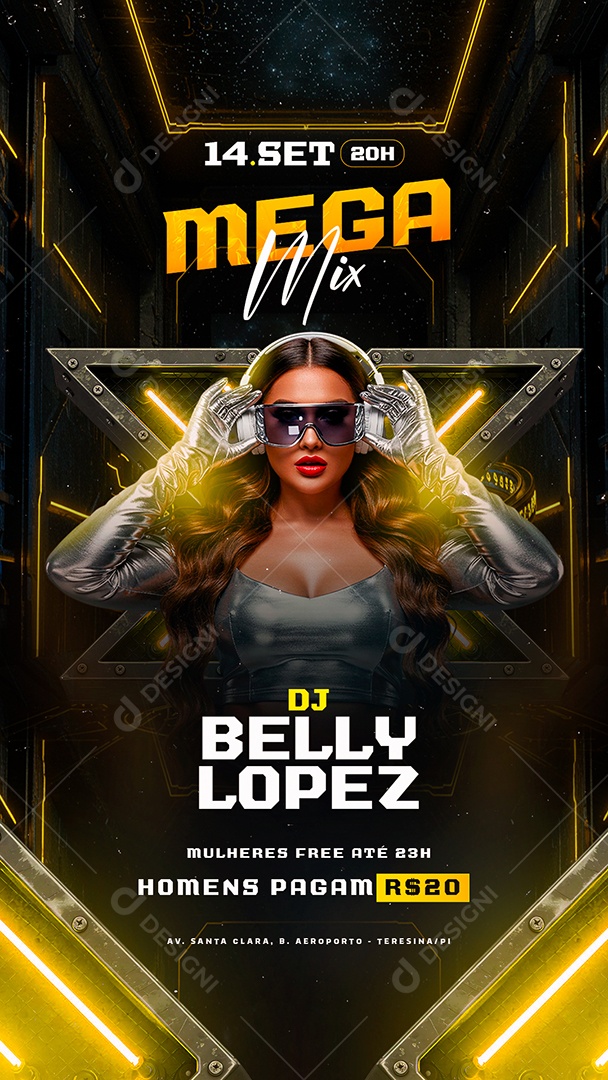 Story Flyer Mega Remix DJ Belly Lopez Social Media PSD Editável