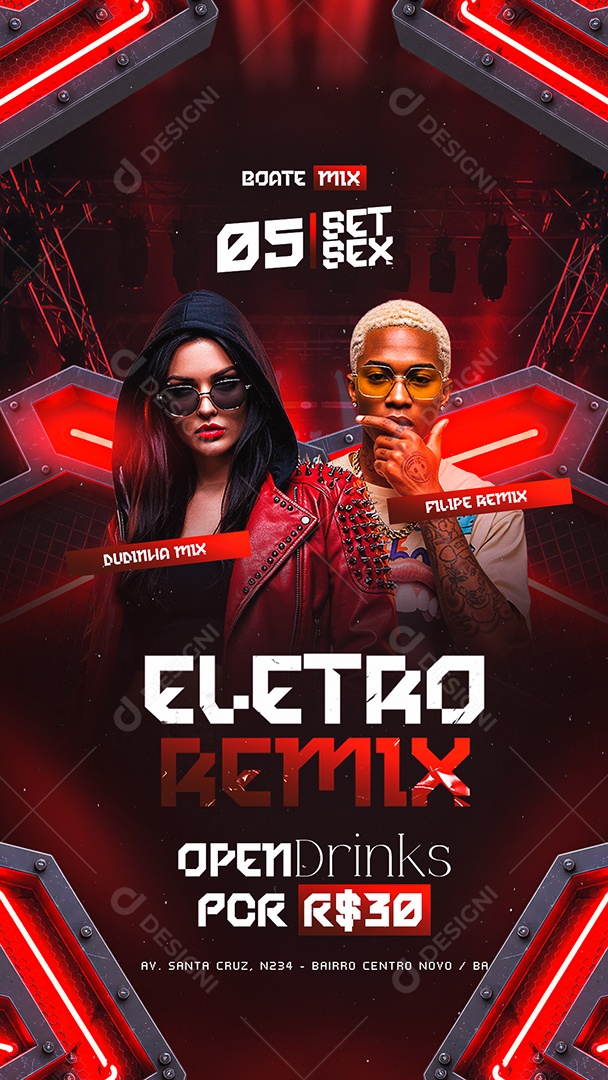 Story Flyer Eletro Remix Social Media PSD Editável