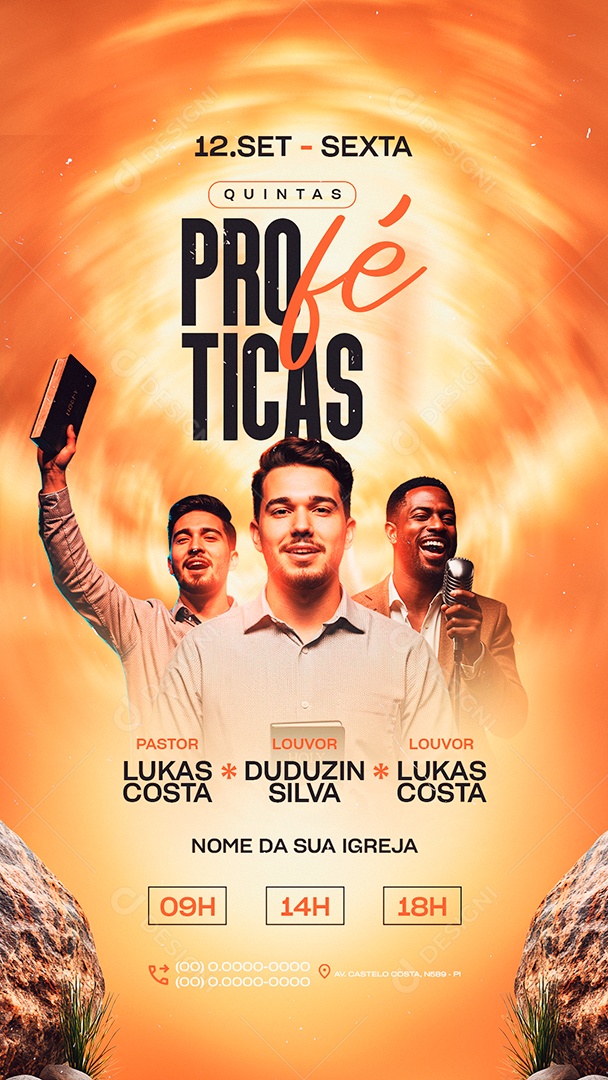 Story Flyer Gospel Quintas Proféticas Social Media PSD Editável