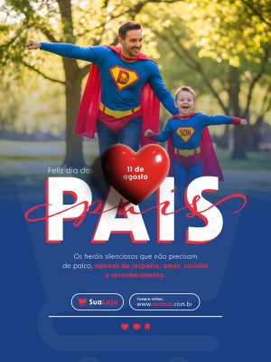 Feliz Dia dos Pais 10 de Agosto Social Media PSD Editável
