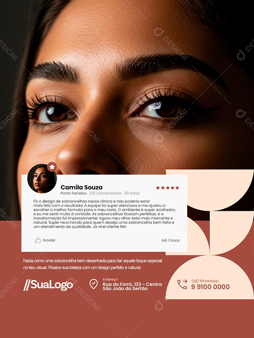 Sobrancelha Feedback Depoimento Social Media PSD Editável