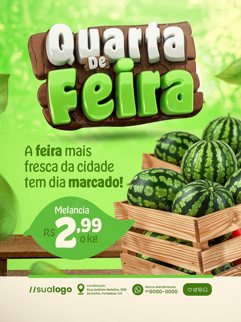 Quarta da Feira Melancia A Feira Mais Fresca Social Media PSD Editável