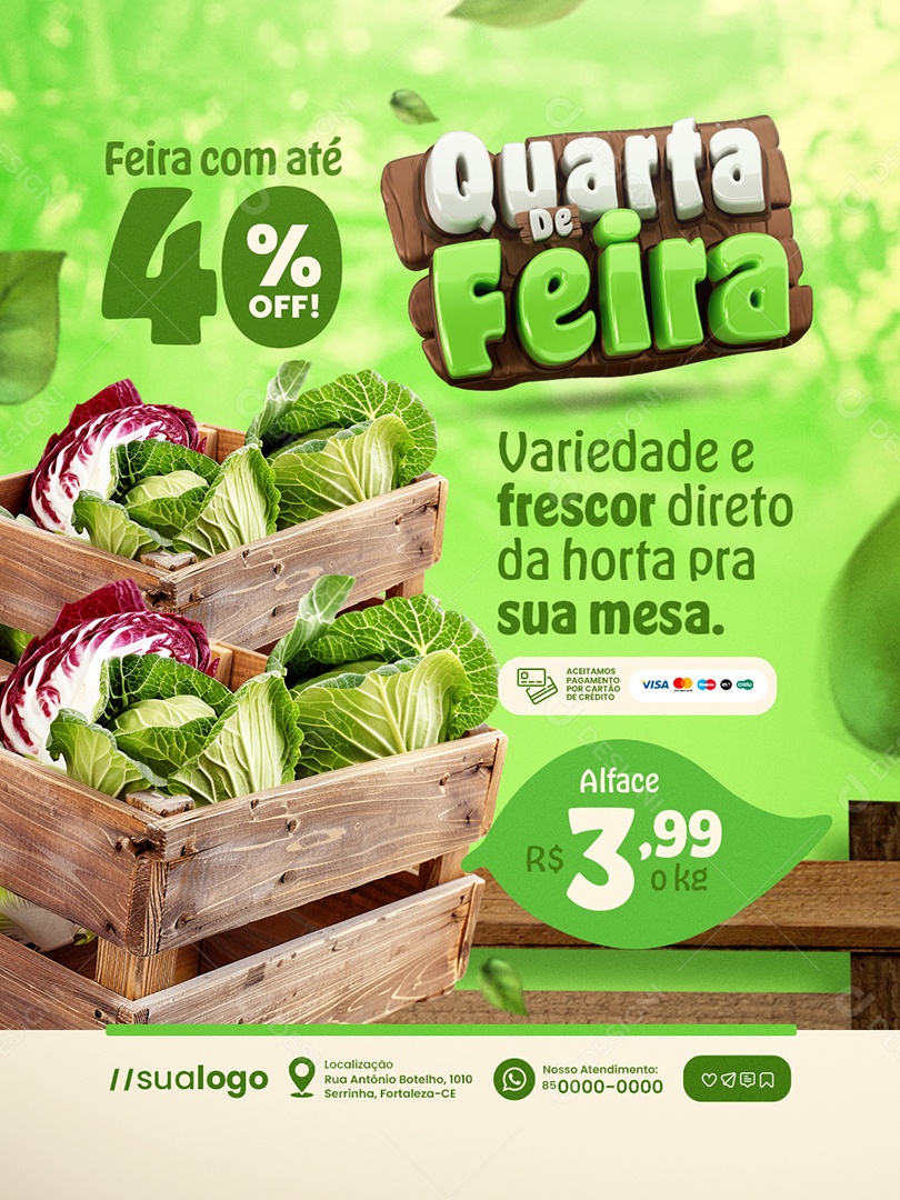 Quarta da Feira Variedade e Frescor Social Media PSD Editável