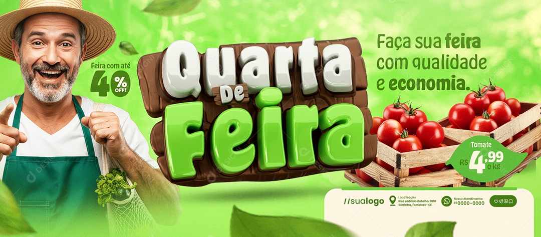 Banner Quarta da Feira Faça sua Feira Tomate Social Media PSD Editável