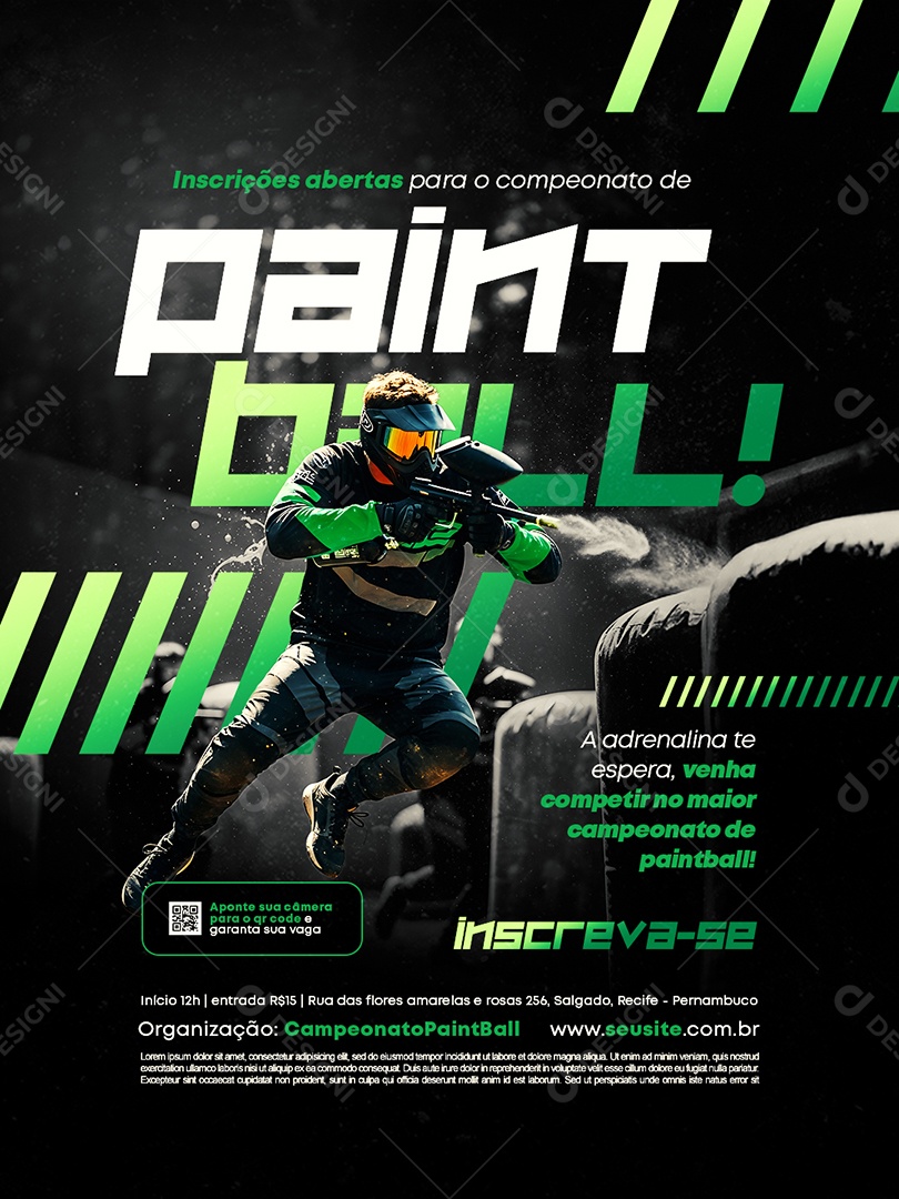 Campeonato Paintball Inscrições Abertas Social Media PSD Editável
