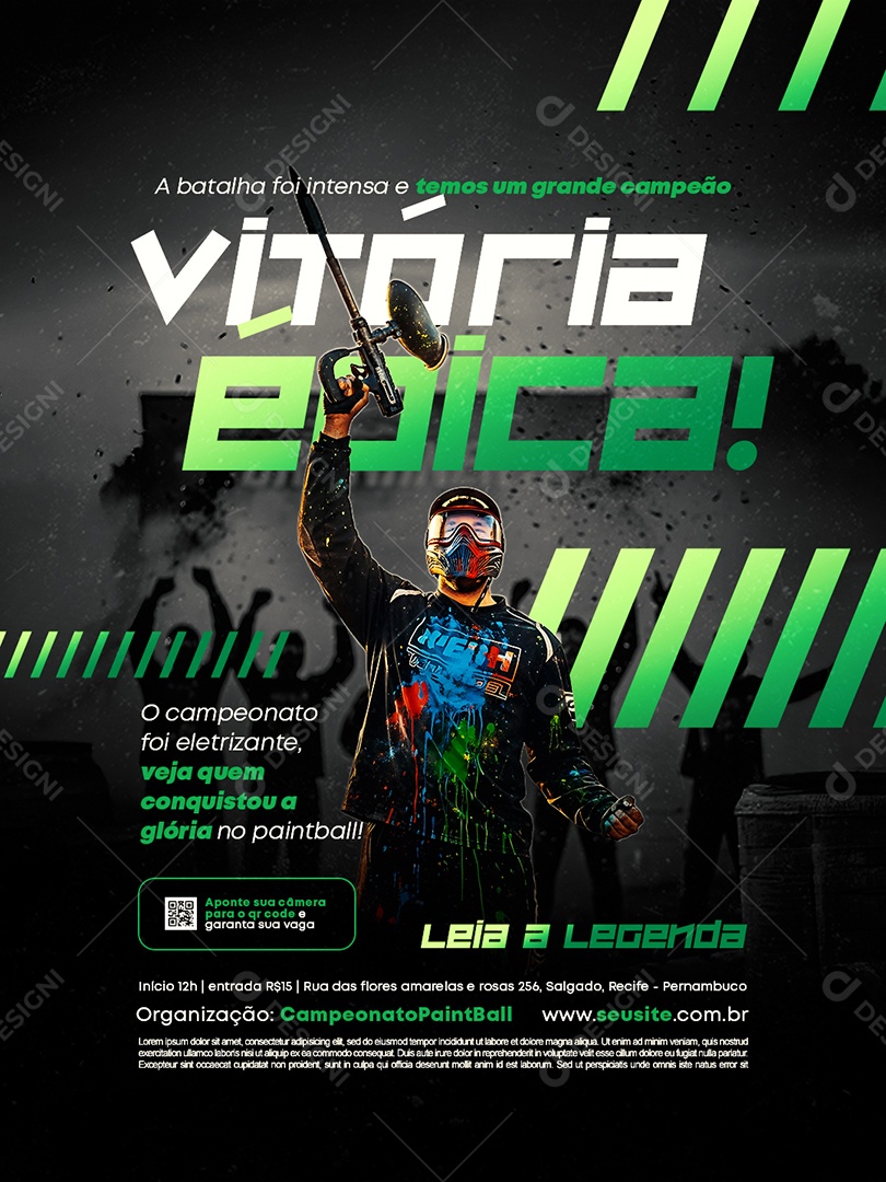 Campeonato Paintball Vitória Épica Social Media PSD Editável