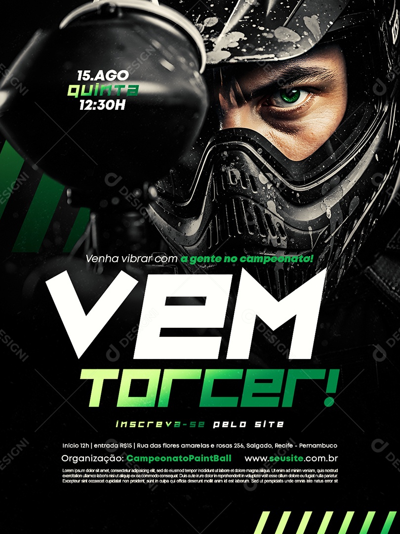 Campeonato Paintball Vem Torcer Social Media PSD Editável