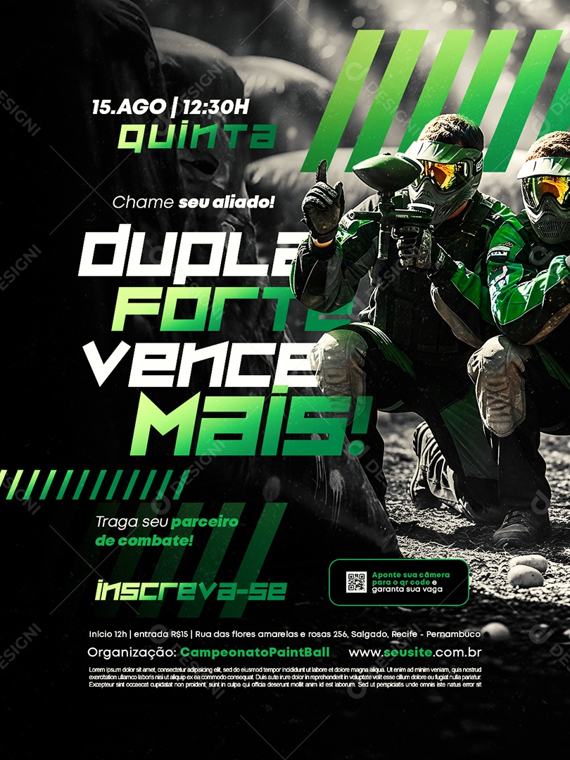 Campeonato Paintball Quinta Chame seu Aliado Social Media PSD Editável