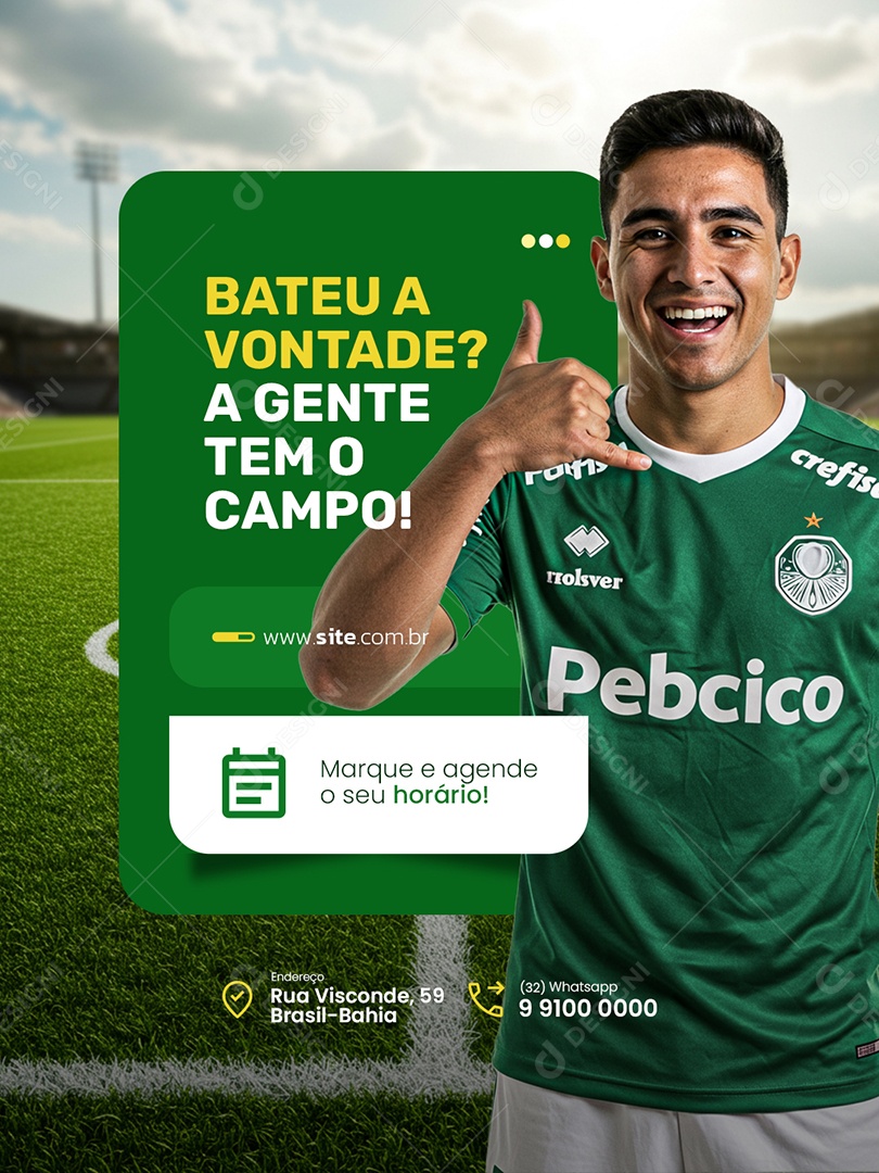 Aluguel de Campo Society Bateu a Vontade Social Media PSD Editável