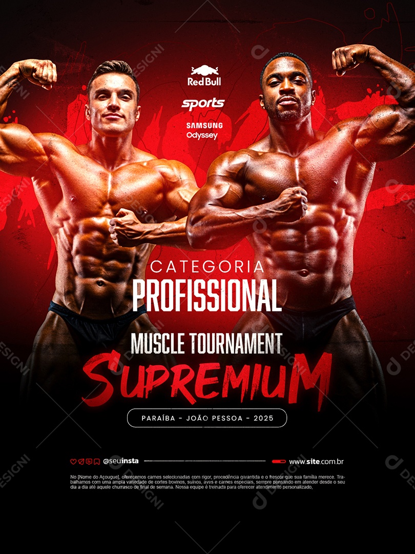 Campeonato Fisiculturismo Categoria Profissional Social Media PSD Editável