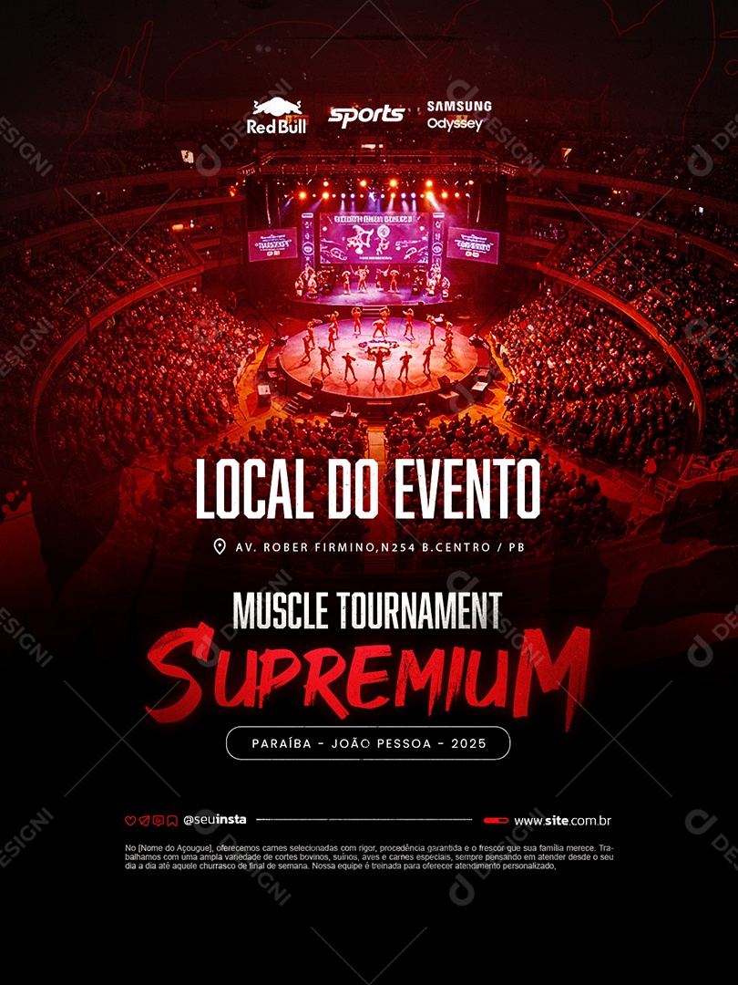 Campeonato Fisiculturismo Local do Evento Social Media PSD Editável