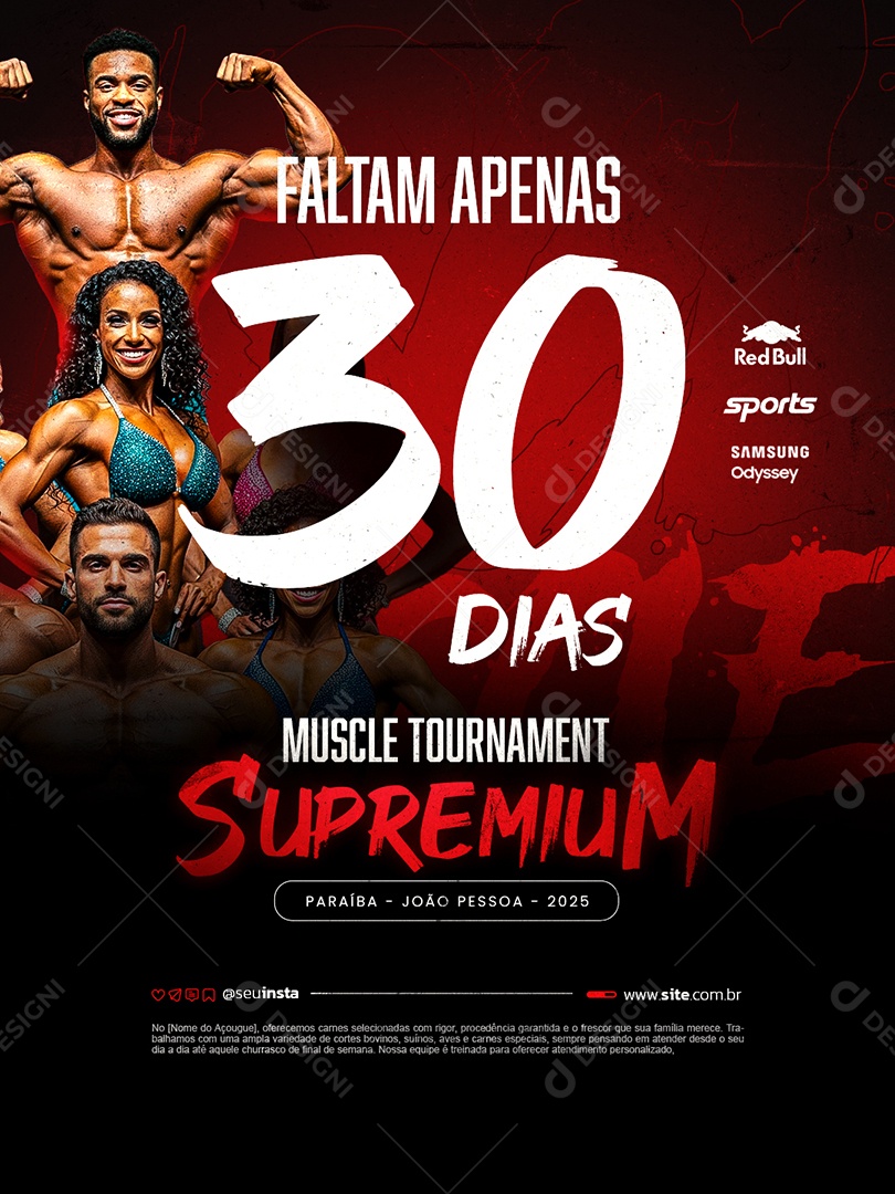 Campeonato Fisiculturismo Faltam Apenas 30 Dias Social Media PSD Editável