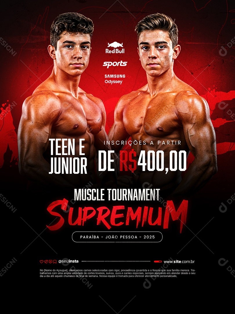 Campeonato Fisiculturismo Teen e Junior Social Media PSD Editável