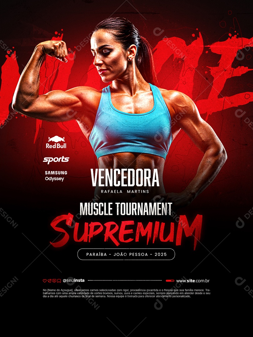 Campeonato Fisiculturismo Vencedora Social Media PSD Editável