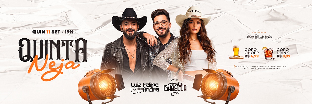Carrossel Flyer Quinta Neja Luiz Felipe e Andre Isabella Lima Social Media PSD Editável
