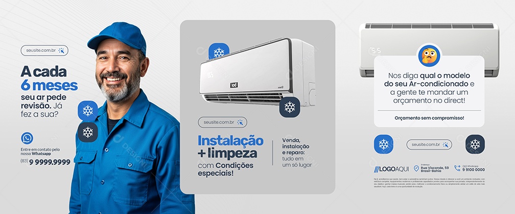 Carrossel Ar Condicionado A Cada 6 Meses Social Media PSD Editável