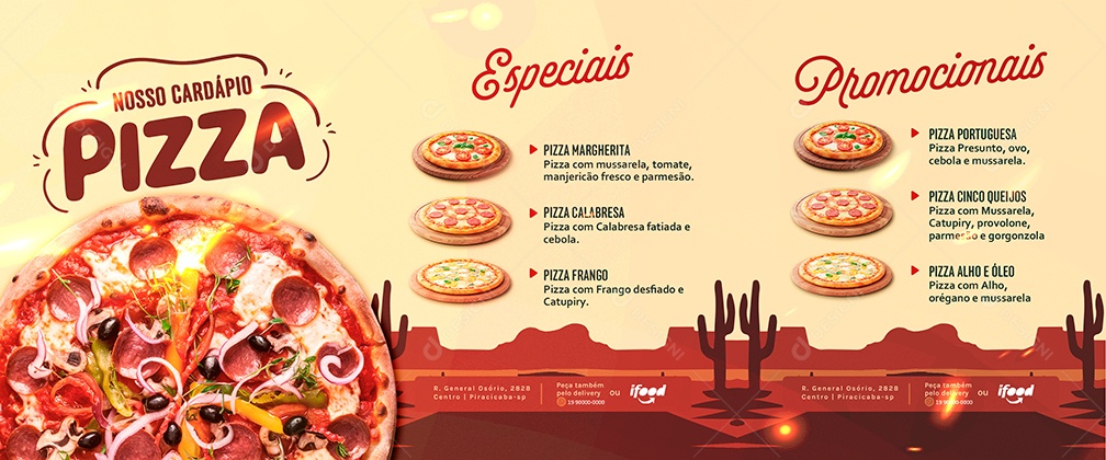 Carrossel Nosso Cardápio Pizza Especiais Promocionais Social Media PSD Editável