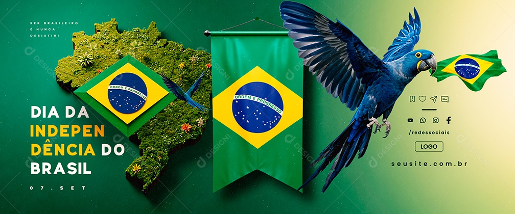Carrossel Dia da Independência do Brasil 07 de Setembro Social Media PSD Editável