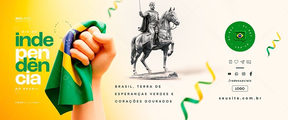 Carrossel Dia da Independência do Brasil 07 de Setembro Social Media PSD Editável
