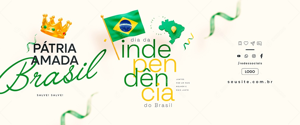 Carrossel Dia da Independência do Brasil 07 de Setembro Pátria Amada Social Media PSD Editável