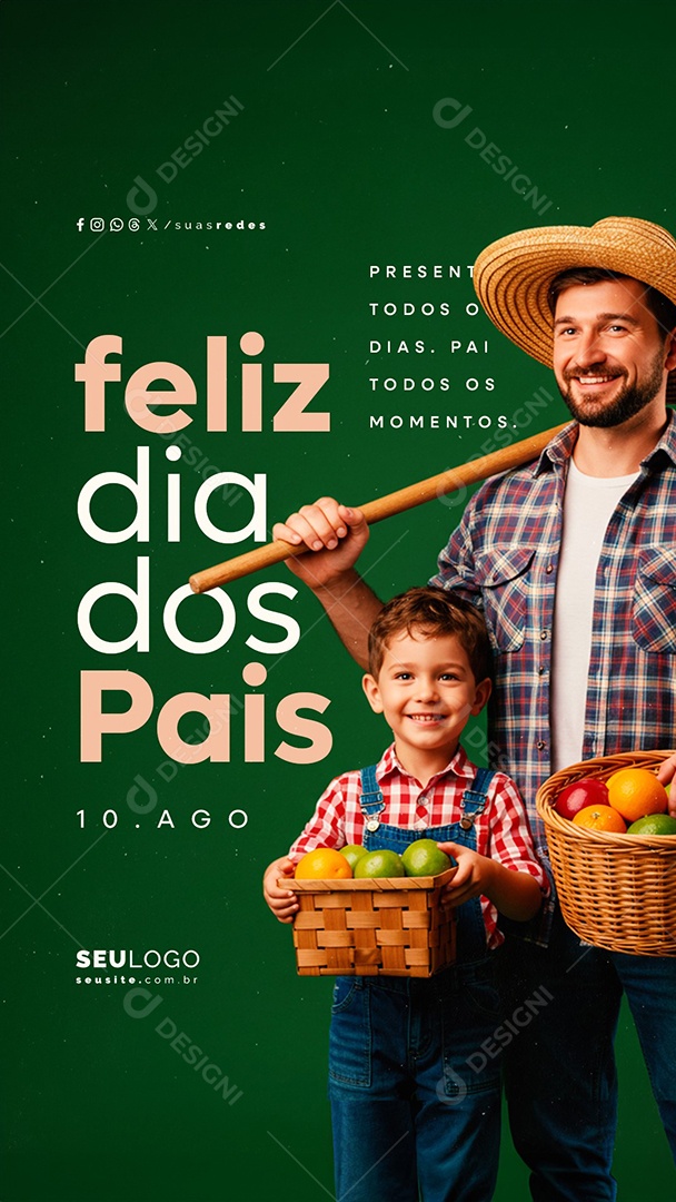 Story Feliz Dia dos Pais 10 de Agosto Social Media PSD Editável