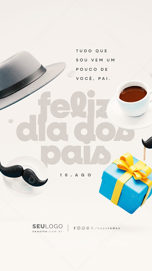 Story Feliz Dia dos Pais 10 de Agosto Social Media PSD Editável