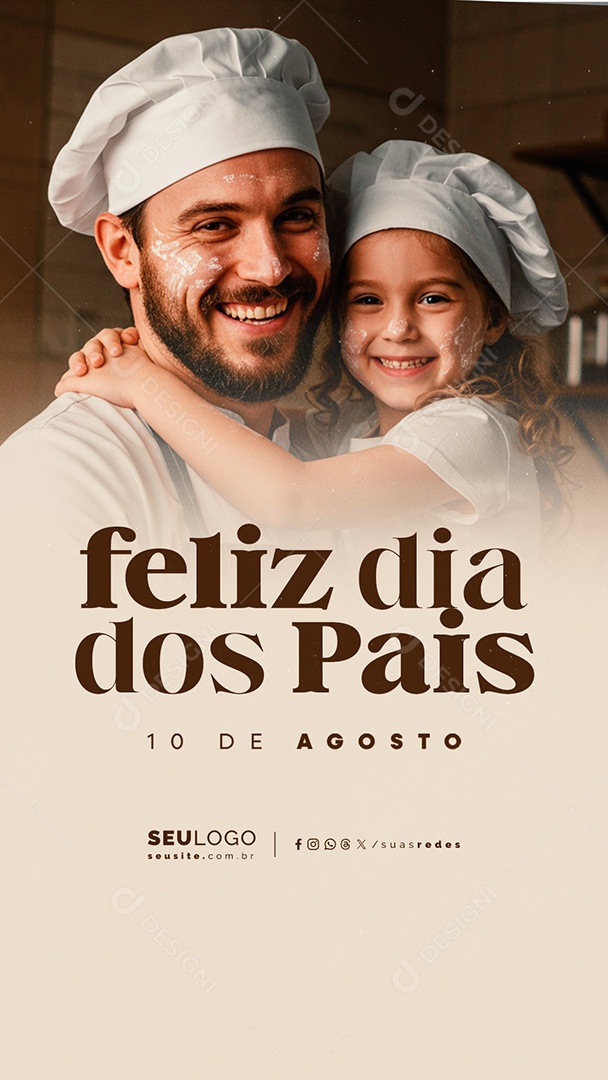 Story Feliz Dia dos Pais 10 de Agosto Padeiro Social Media PSD Editável