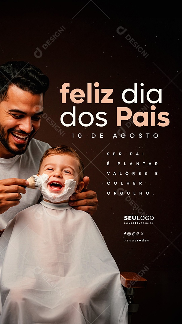 Story Feliz Dia dos Pais 10 de Agosto Barbeiro Social Media PSD Editável
