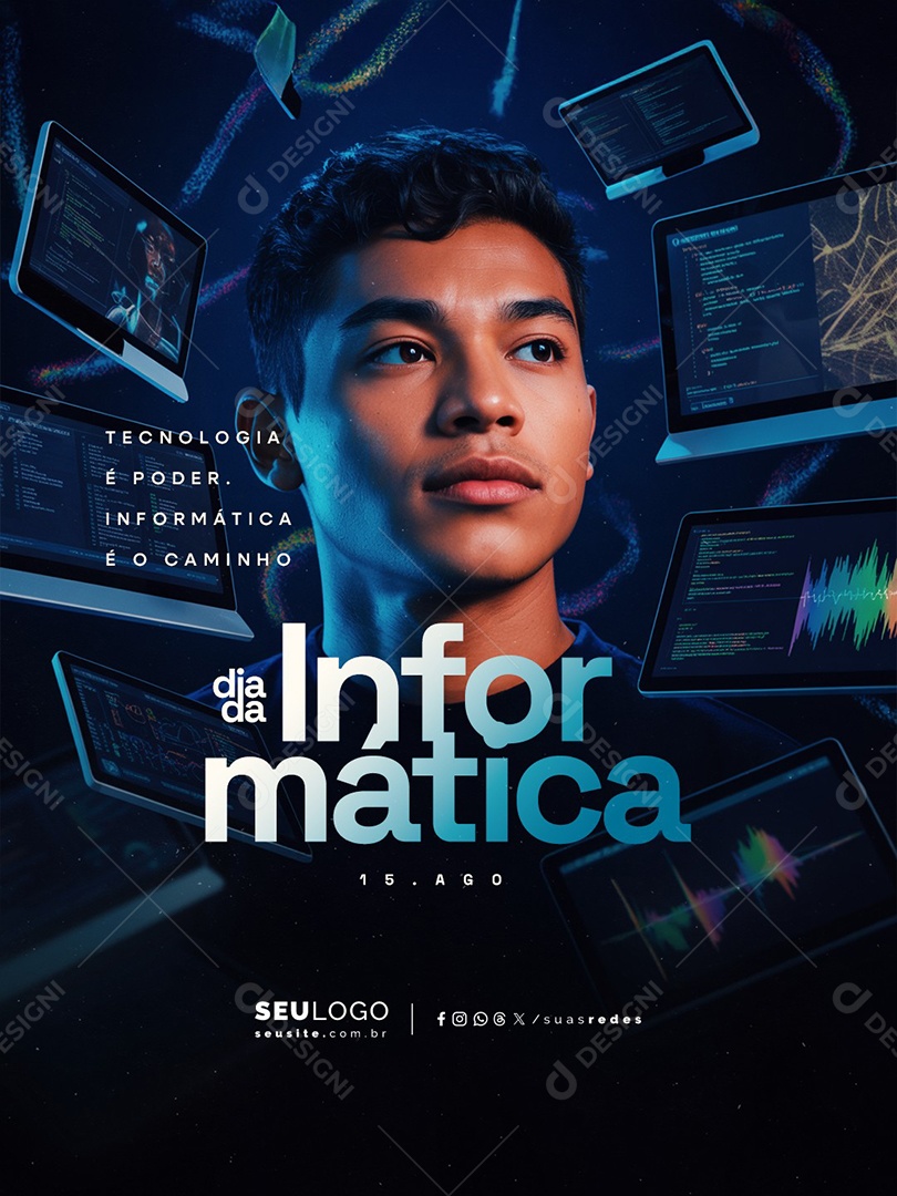 Dia da Informática 15 De Agosto Social Media PSD Editável
