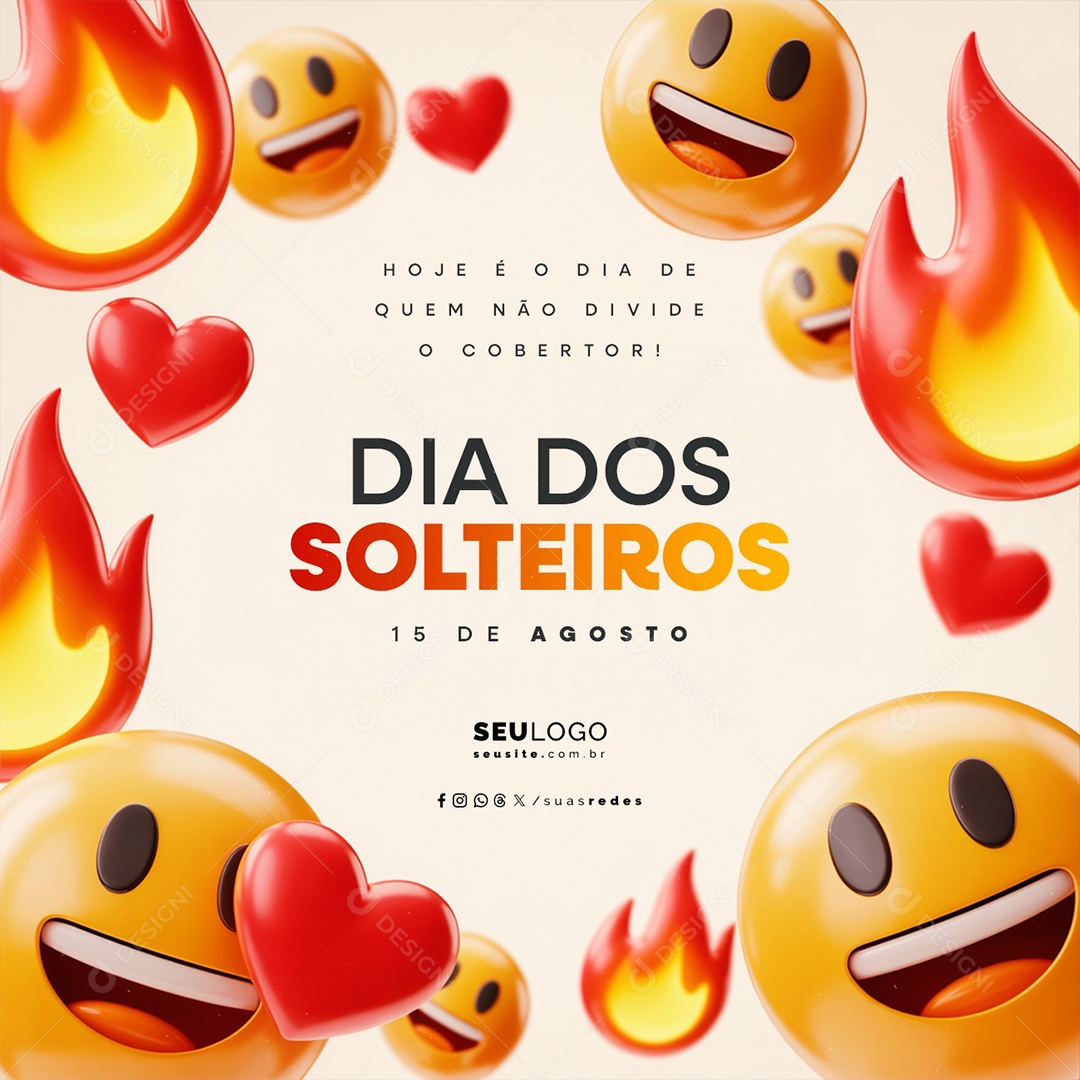 Dia dos Solteiros 15 de Agosto Social Media PSD Editável