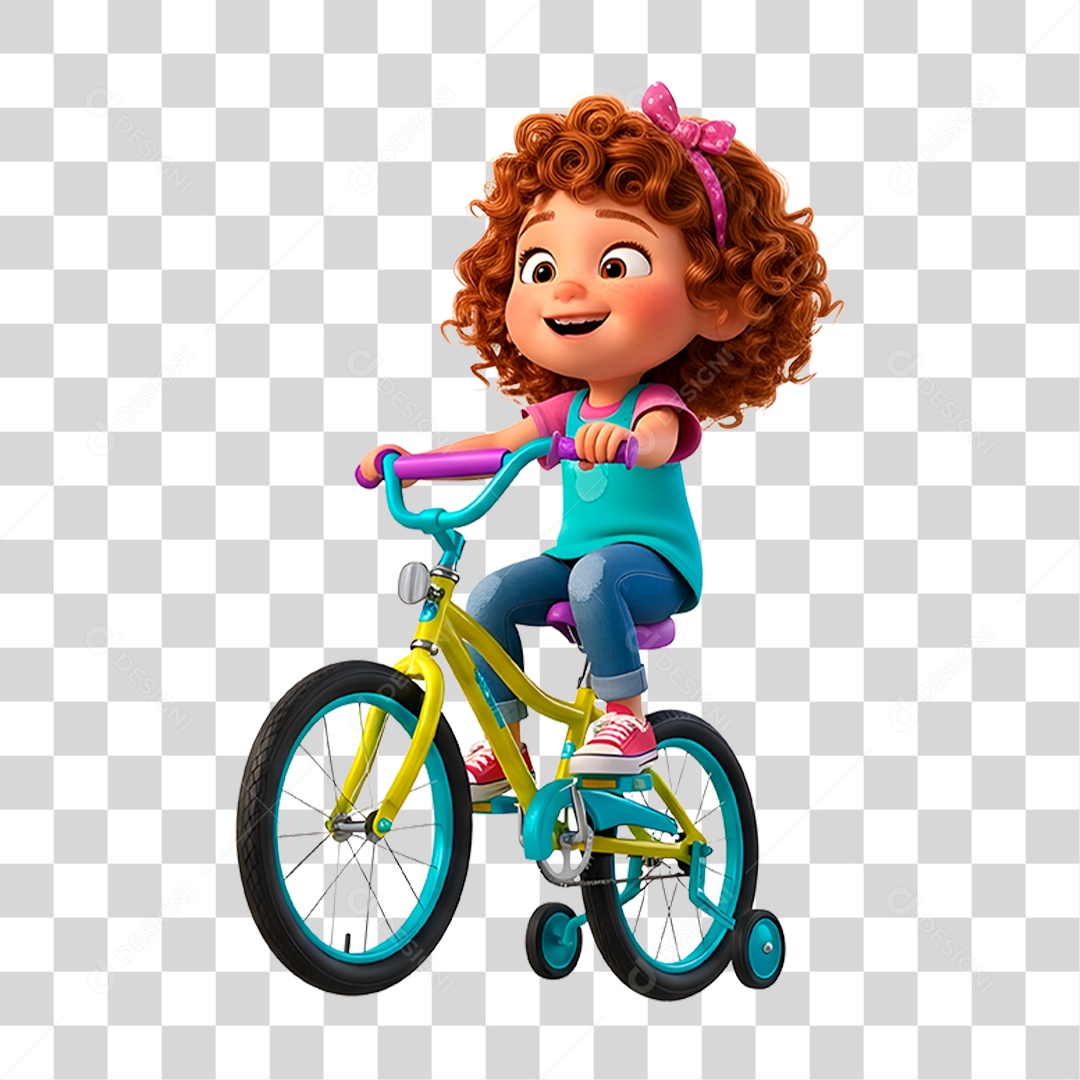 Personagem Crianças Brincando de Bicicleta PNG Transparente