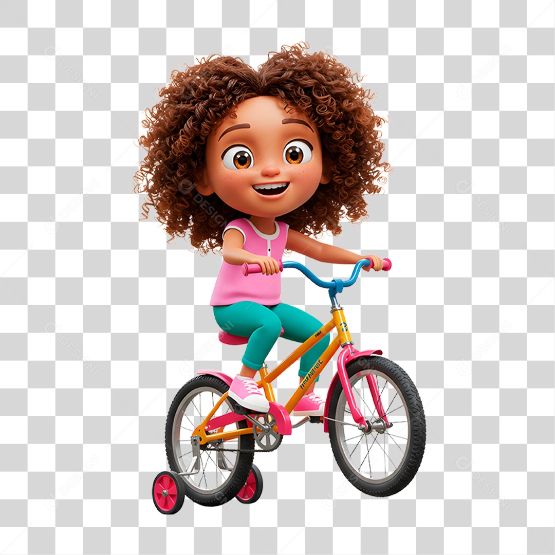 Personagem Crianças Brincando de Bicicleta PNG Transparente