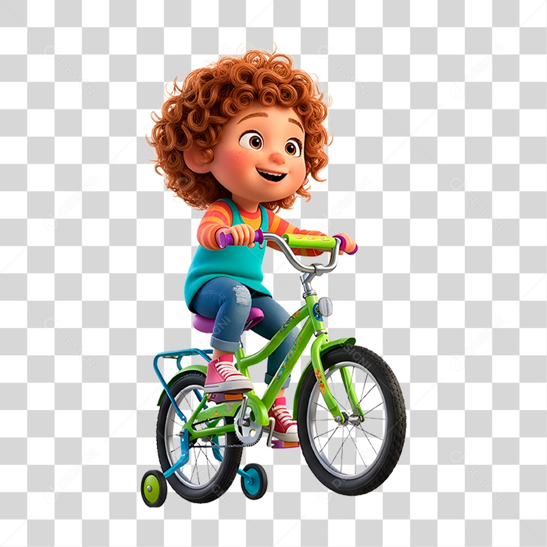 Personagem Criança Brincando de Bicicleta PNG Transparente