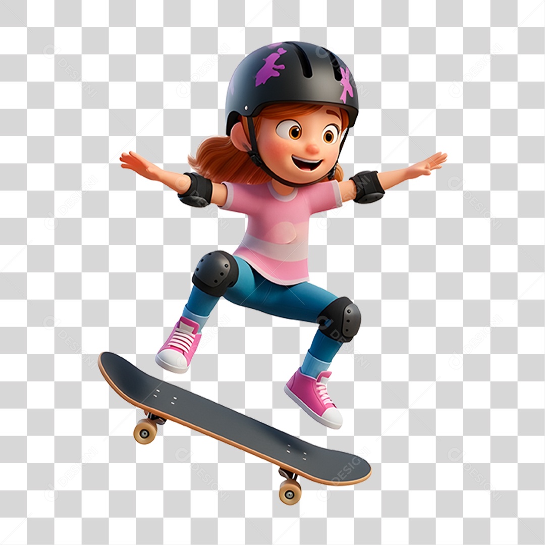 Personagem Criança Andando de Skate PNG Transparente
