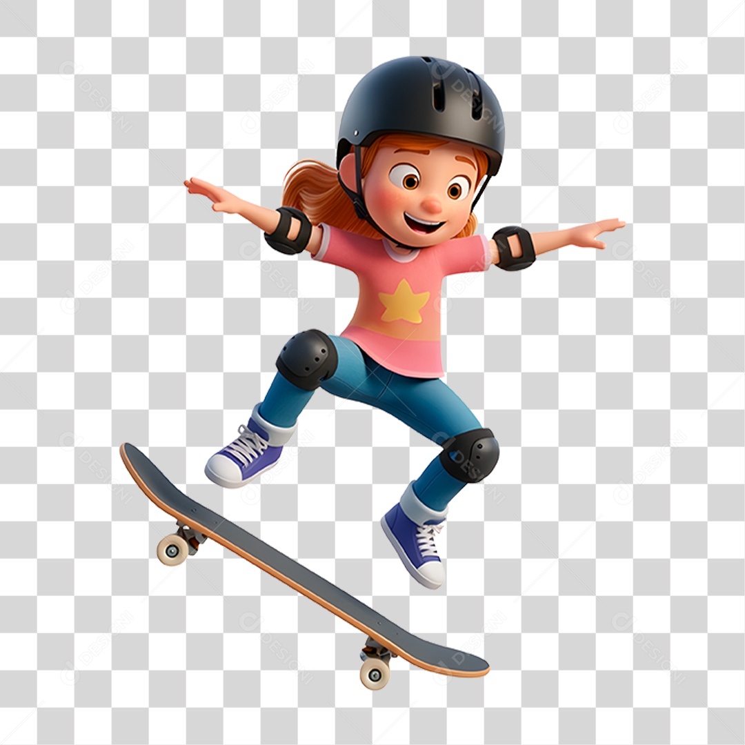 Personagem Criança Andando de Skate PNG Transparente