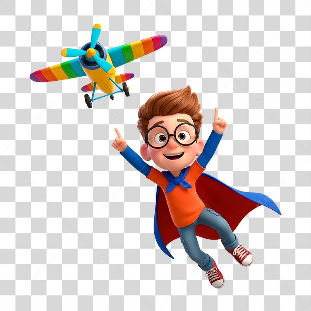 Personagem Criança Brincando Avião PNG Transparente