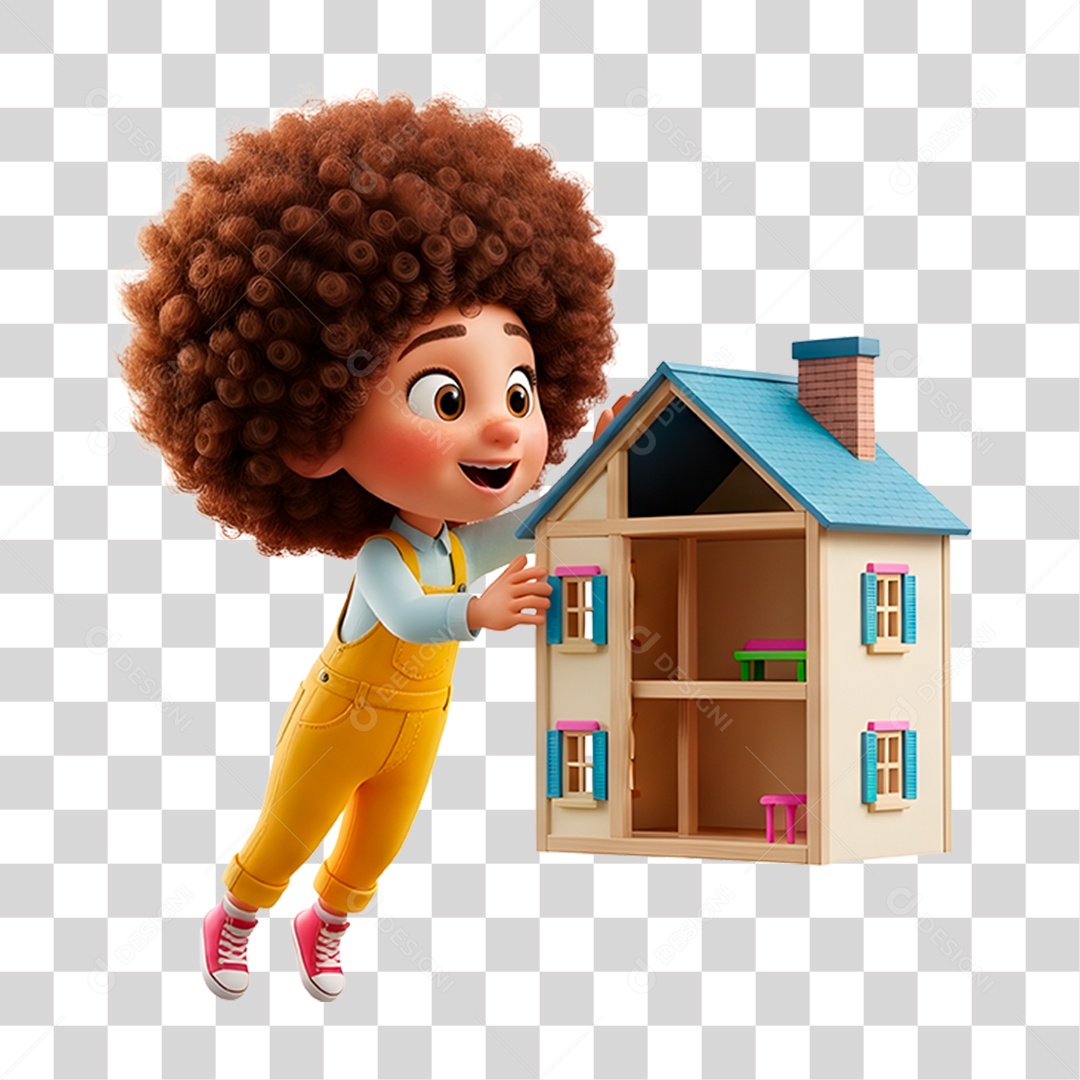 Personagem Criança Brincando de Casinha PNG Transparente