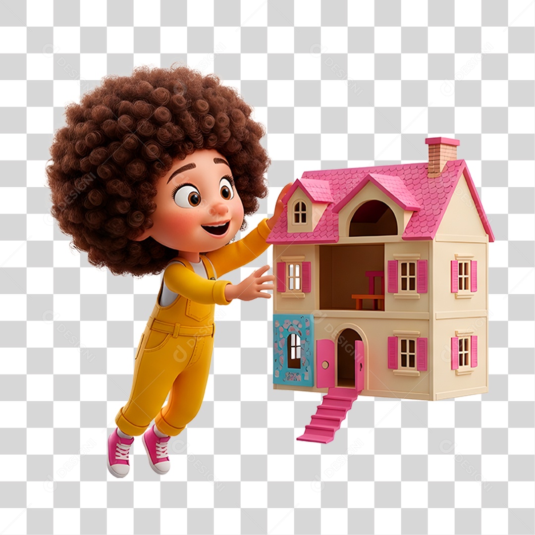 Personagem Criança Brincando de Casinha PNG Transparente