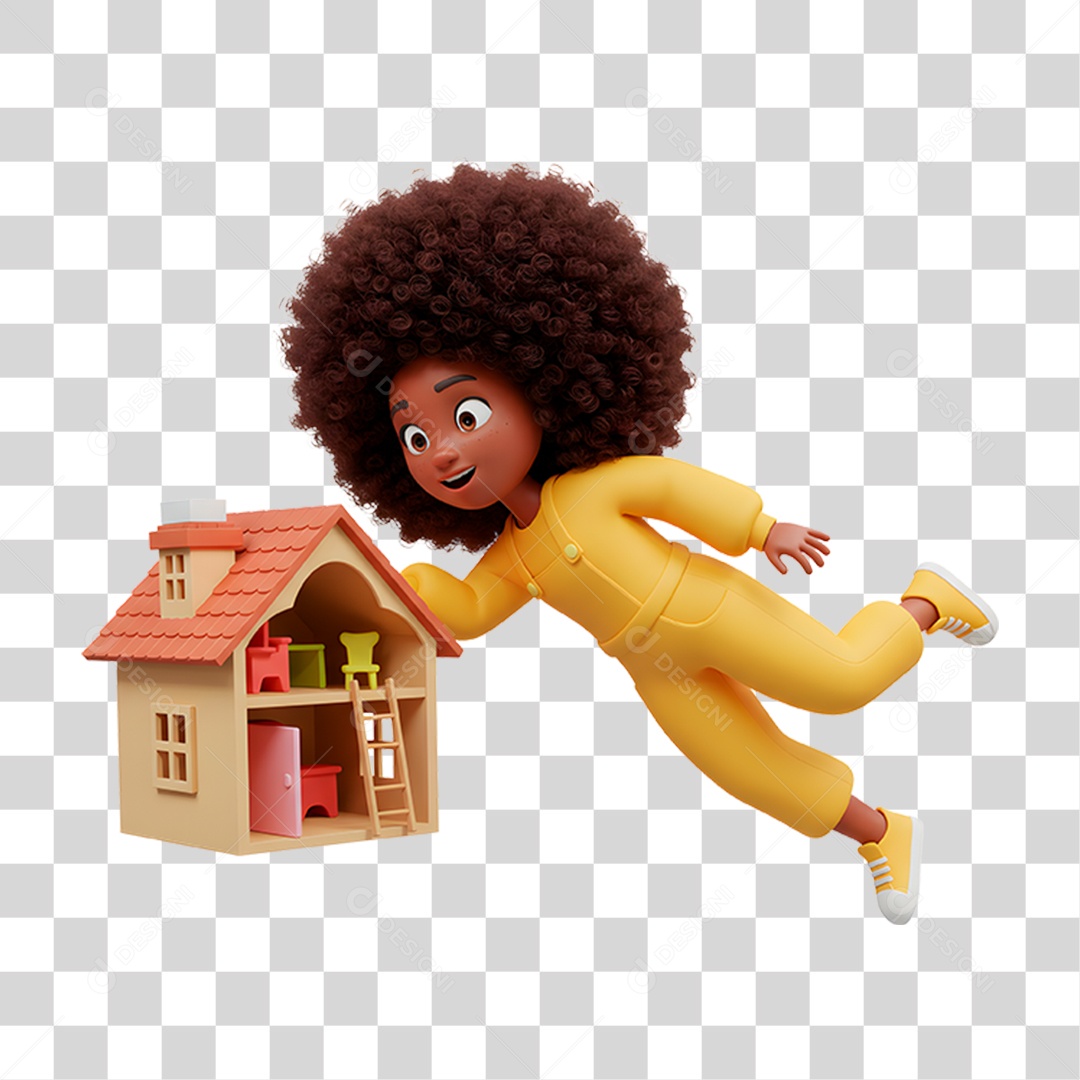 Personagem Criança Brincando de Casinha PNG Transparente