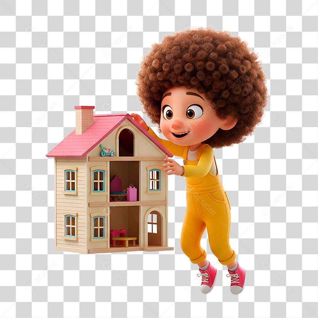 Personagem Criança Brincando de Casinha PNG Transparente